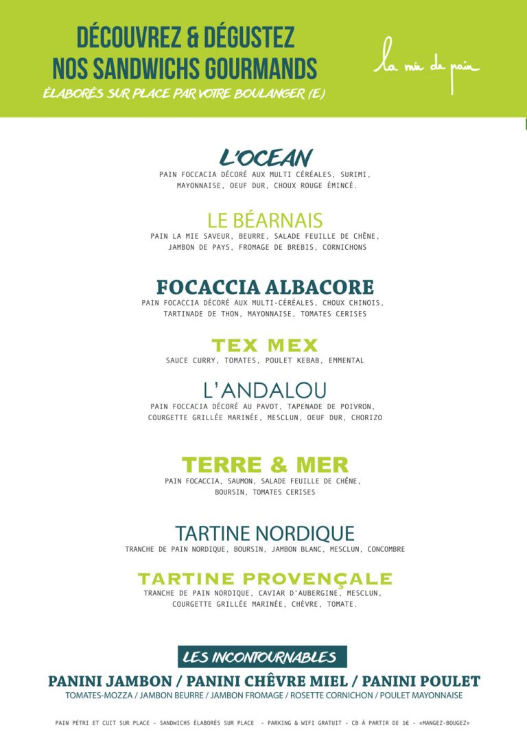La Mie De Pain Offre D Emploi Nouvelle carte des sandwichs à déguster sur place ou à emporter