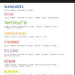 Carte pizza 2026